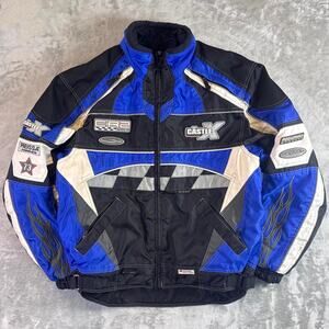 Vintage Y2K Castle X CR2 Racing Jacket Blue Black Moto Snowmobile Padded Coat